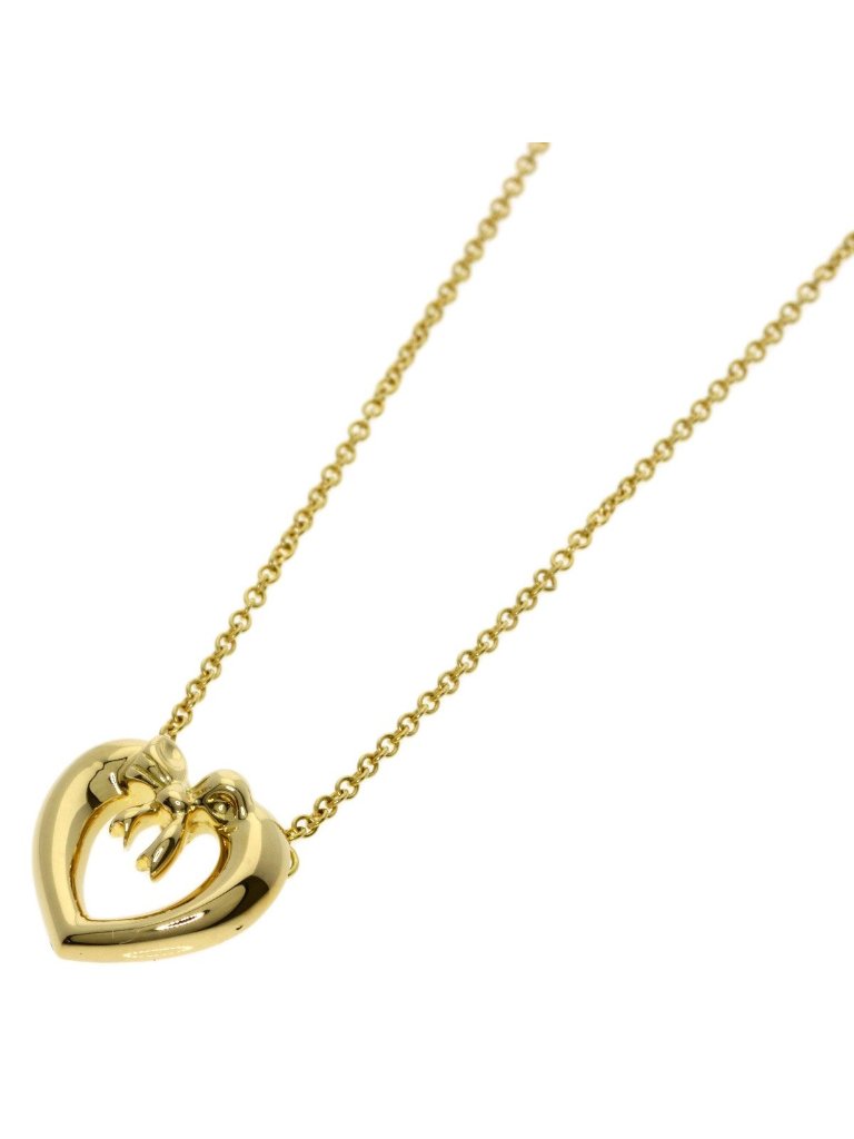 Tiffany & Co Heart Ribbon Necklace 18k Yellow Gold
